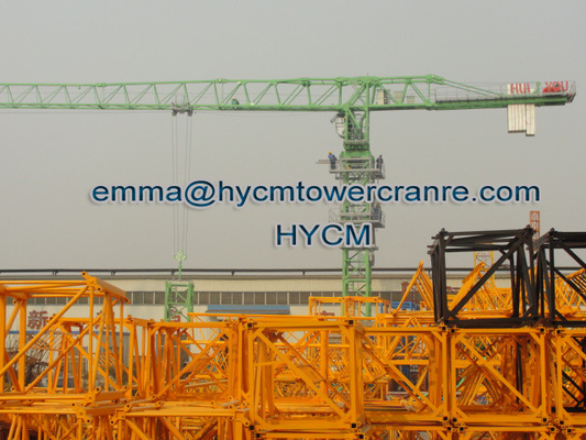 China 10T Tower Crane QTZ125 Flat Top Top Slewing Tower Crane L68 Mast Sections 60m Free Height supplier