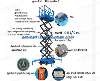 China 500kg SJY0.5-12 Scissor Lift Platform Hydraulic Work with Pneumatic Rubber Tyres supplier