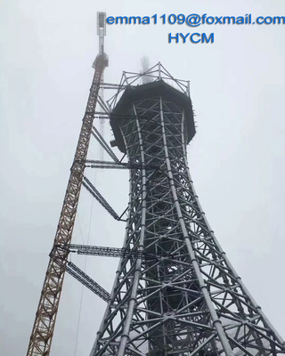 China QTZ100 8tons Tower Crane Faucet Free Stand 50m L46A Split Mast Section in Russia supplier