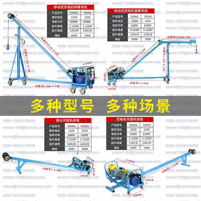 China 500kg Small Mobile Jib Crane 100m Height for Load Building Materials supplier