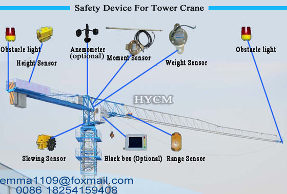 Flat Top TowerCrane 6tons QTZ63-PT5510 55m Boom Long Tower Kren Chart
